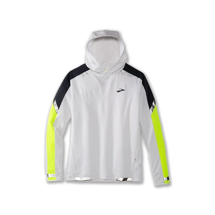 Brooks Men's Run Visible Thermal Hoodie - White/Asphalt/Nightlife (211411134) 6 Brooks Men's Run Visible Thermal Hoodie - White/Asphalt/Nightlife (211411134) - Image 4