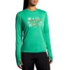 Brooks Women's Run Merry Distance Long Sleeve - Green/Run Merry (221563377) -Sports Cheap Shop 221563 377 MF Run Merry Distance Graphic LS
