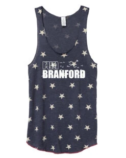 Women's Branford Racerback Stars And Stripes Tank - Navy Blue (RUNBRANFORD-AA1927P-S)